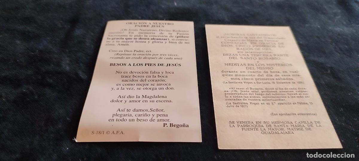 Documentos antiguos: Dos estampas de Jes&uacute;s de Medinaceli y la Virgen de Fatima - Foto 2