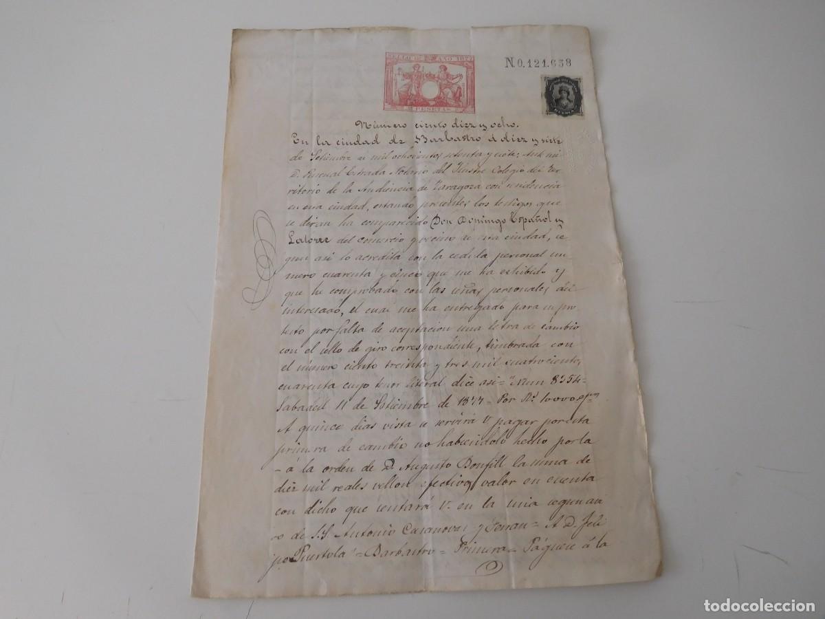 Documentos antiguos: Documento notarial Barbastro a&ntilde;o 1877 - Foto 2