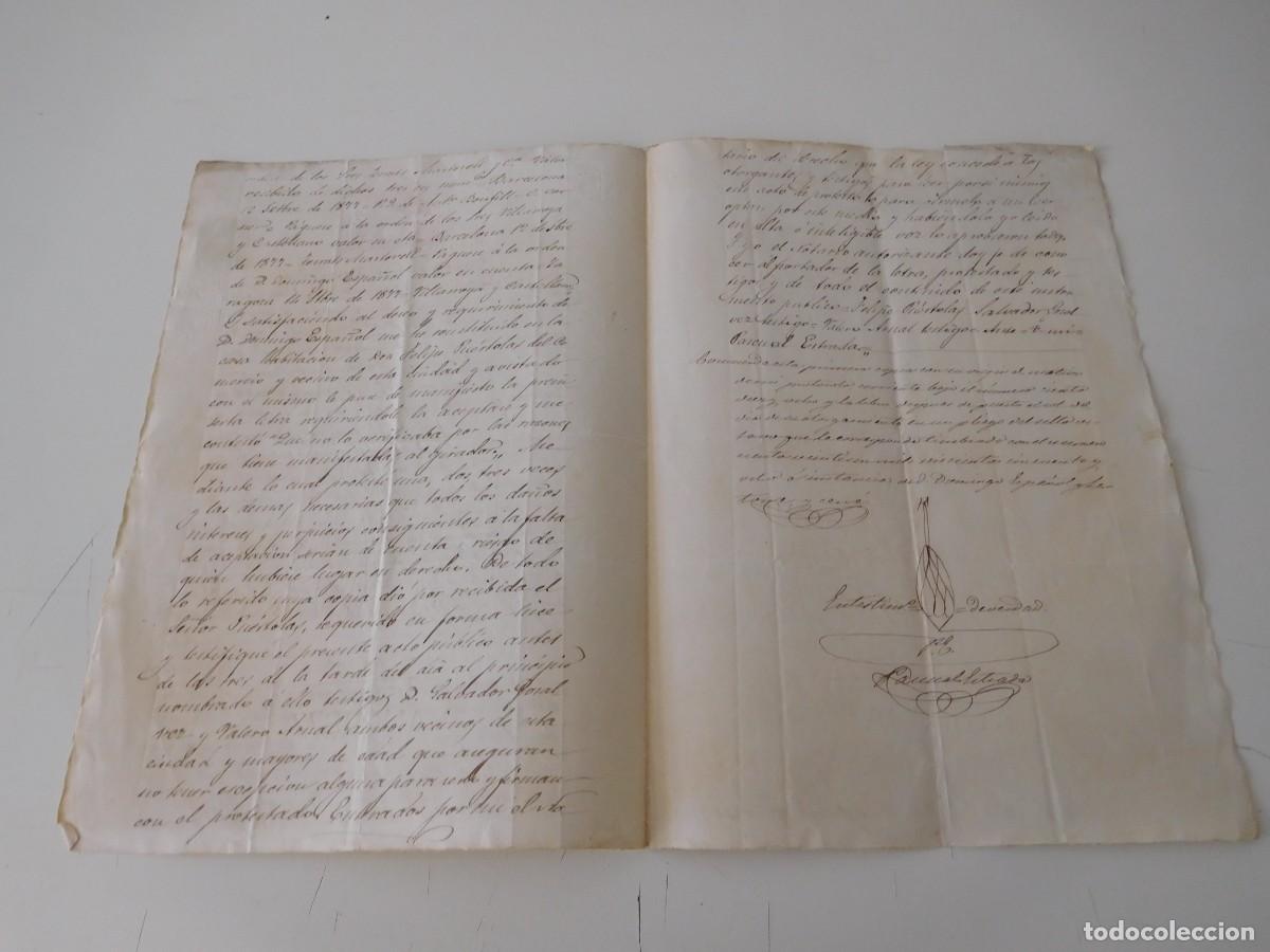 Documentos antiguos: Documento notarial Barbastro a&ntilde;o 1877 - Foto 3