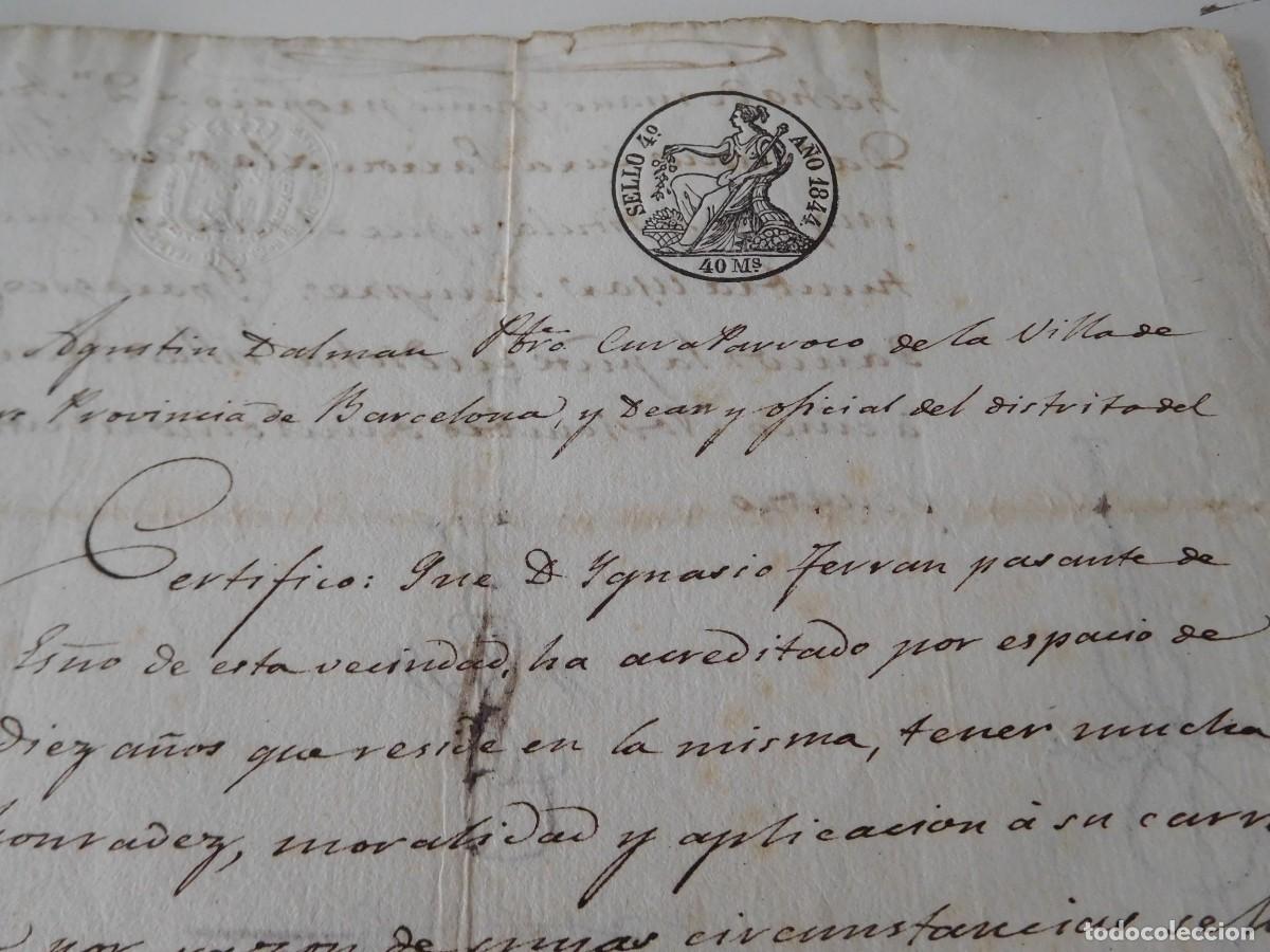 Documentos antiguos: Documento de recomendaci&oacute;n del parroco de Granollers a&ntilde;o 1844 - Foto 1