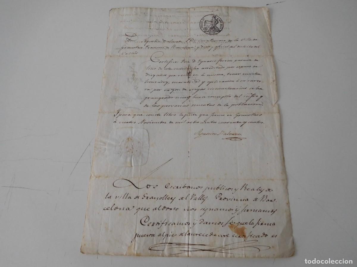 Documentos antiguos: Documento de recomendaci&oacute;n del parroco de Granollers a&ntilde;o 1844 - Foto 2