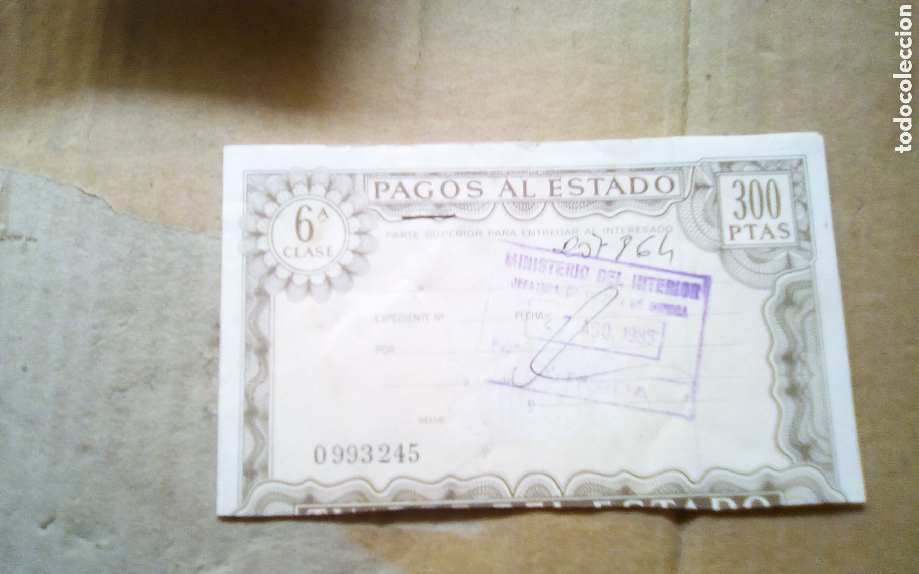 Documentos antigos: 3 Timbres del estado, 500 pesetas. Sexta y octava clase. Jefatura de trafico de Cuenca. 1985.