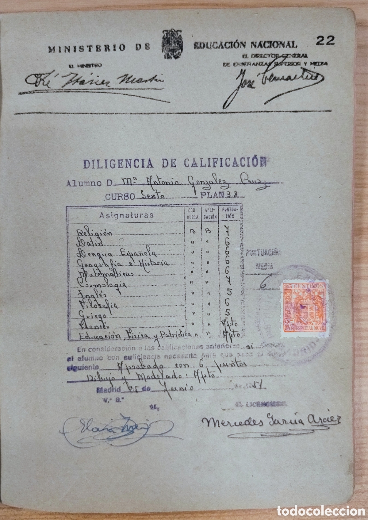 Documentos antiguos: Libro de calificaci&oacute;n escolar. 1941-1954 - Foto 5