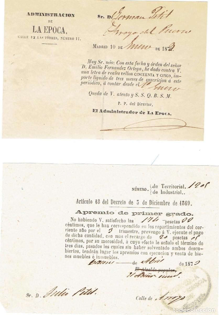 Documentos antiguos: FA7849. DOCUMENTOS. Conjunto de 2 avisos informativos dirigidos a personas particulares - Foto 1