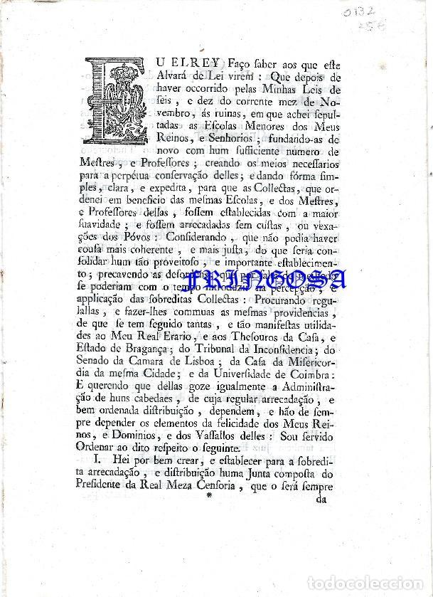 Alte Dokumente: ALvar&aacute; de Lei, por que Vossa Magestade, querendo fazer commuas &aacute;s Collectas establecidas para (1772)