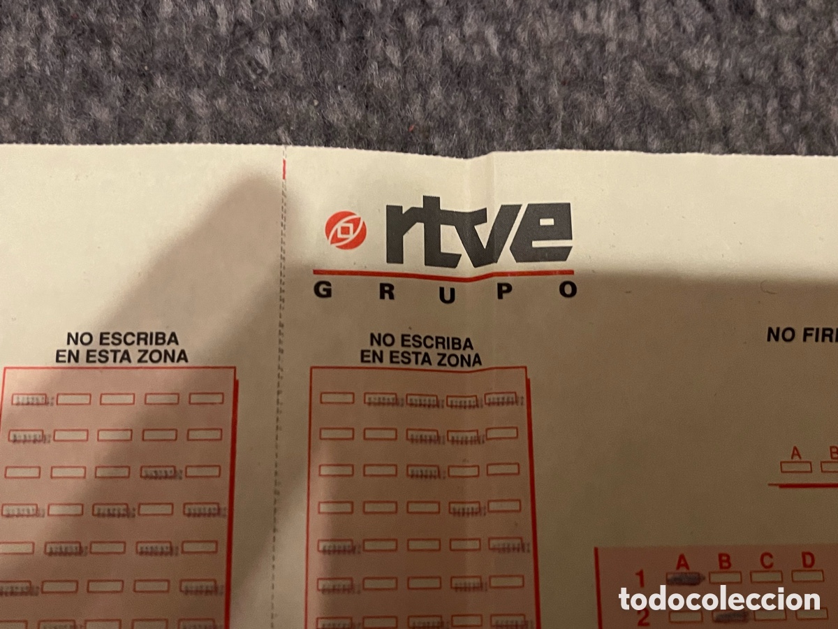 Documentos antiguos: Hoja de Examen Oposiciones para RTVE - Foto 2