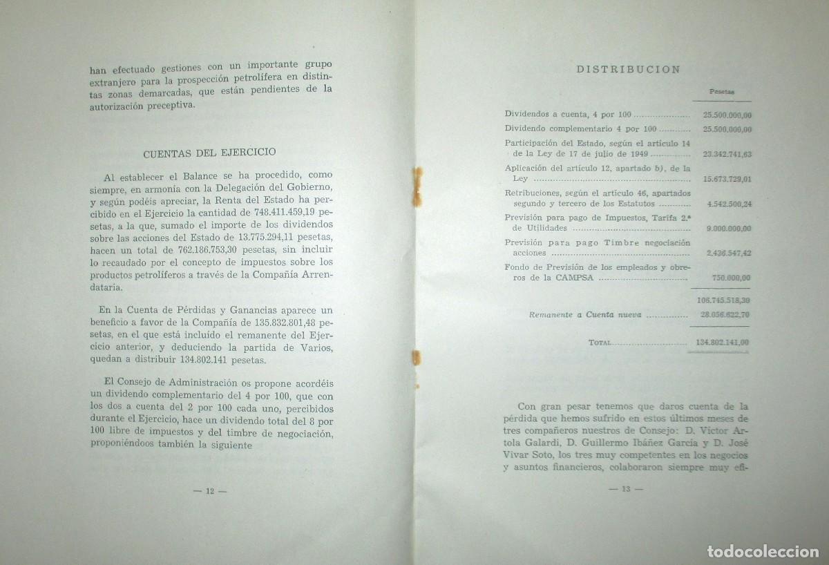 Documentos antiguos: MEMORIA Y BALANCE DE CAMPSA DEL EJERCICIO DE 1954. - Foto 3