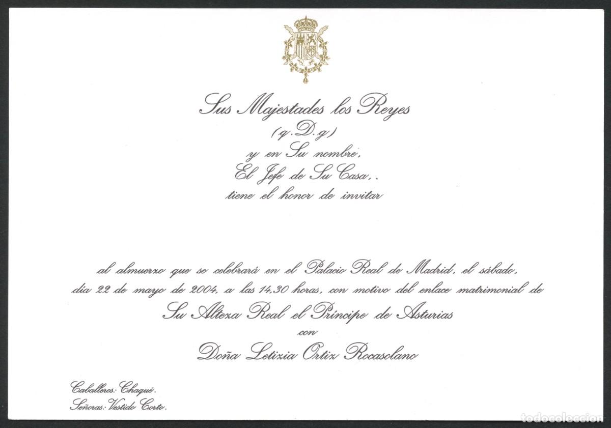 Documentos antiguos: TARJETA INVITACI&Oacute;N, ENLACE MATRIMONIAL SUS MAJESTADES LOS REYES, 2004