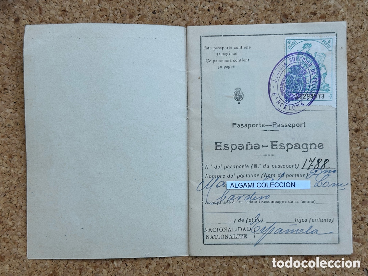 Documentos antiguos: ANTIGUO PASAPORTE ESPA&Ntilde;OL 1929 - Foto 3