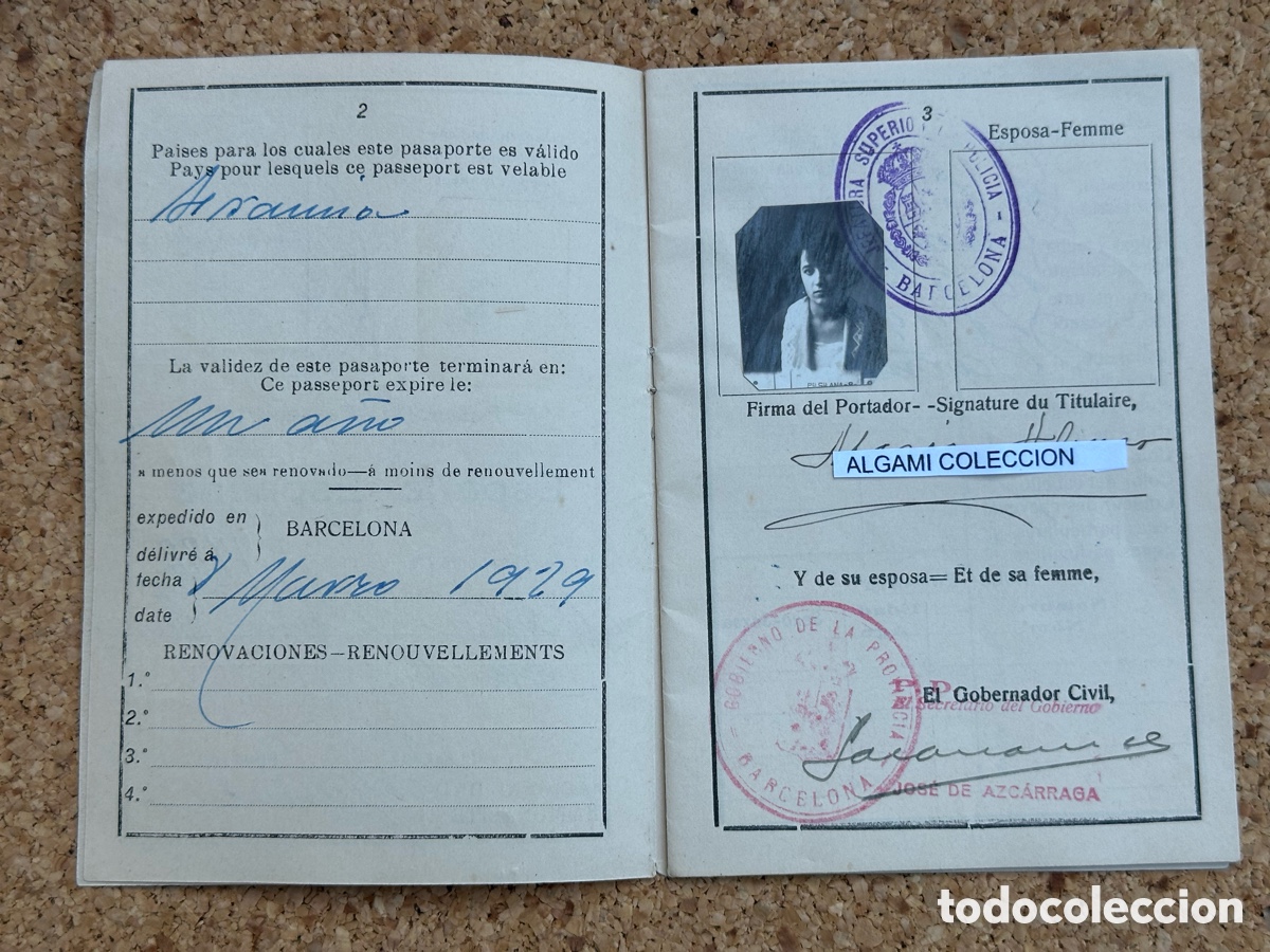 Documentos antiguos: ANTIGUO PASAPORTE ESPA&Ntilde;OL 1929 - Foto 4