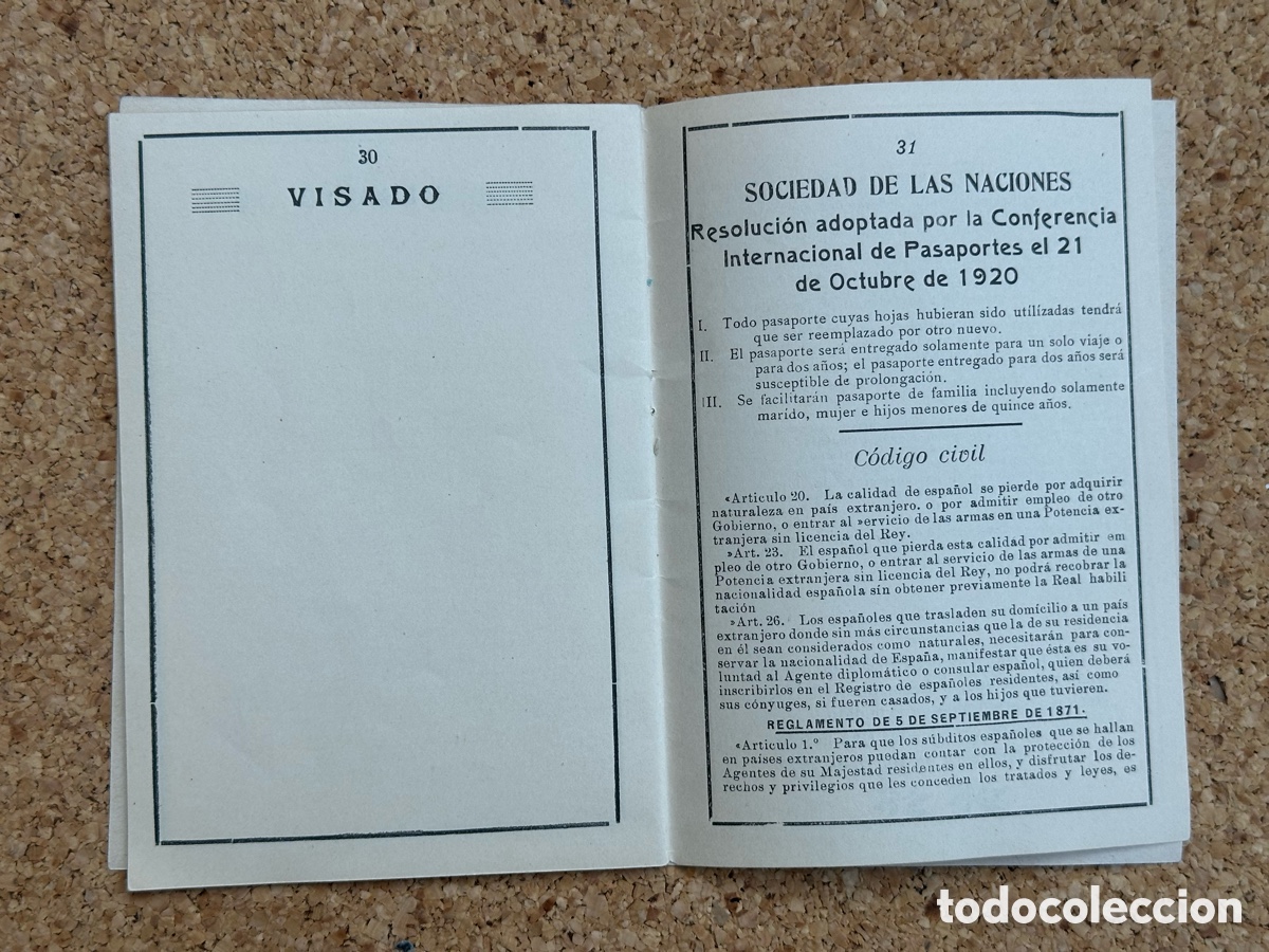 Documentos antiguos: ANTIGUO PASAPORTE ESPA&Ntilde;OL 1929 - Foto 6