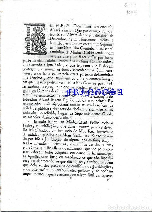 Documentos antiguos: Alvar&aacute;: Ha por bem fazer cumulativa a Jurisdic&ccedil;&atilde;o de todos os Ministros encarregados da Arrecada&ccedil;&atilde;o