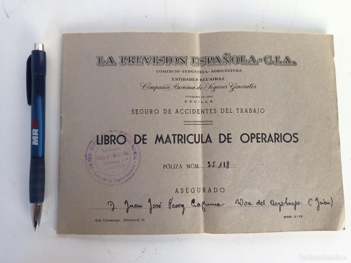 Documentos antiguos: Antiguo libro de matriculas de operario - Foto 1