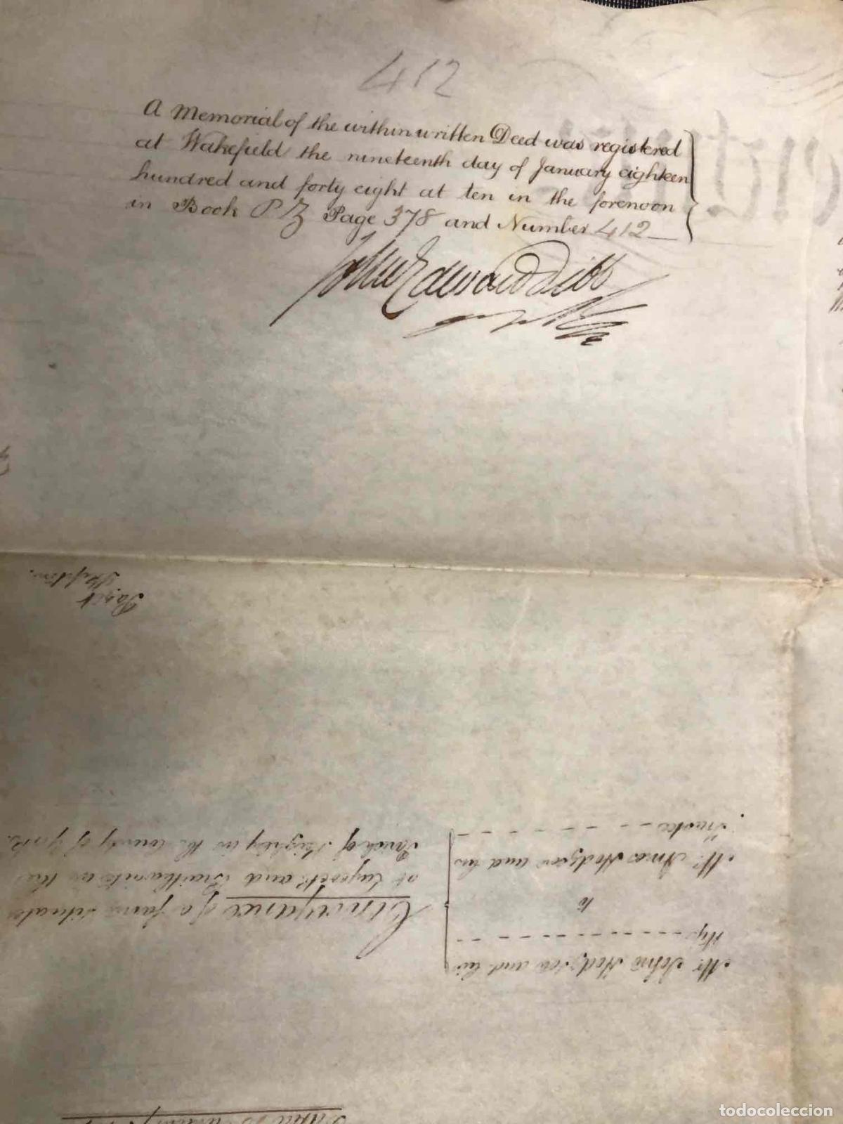 Documentos antiguos: DOCUMENTO DE COMPRA DE TIERRA, LONDON 1848. - Foto 4