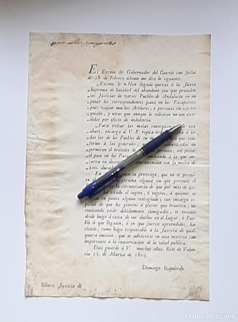 Documentos antiguos: BANDO PASAPORTES VALENCIA 1805 - Foto 1