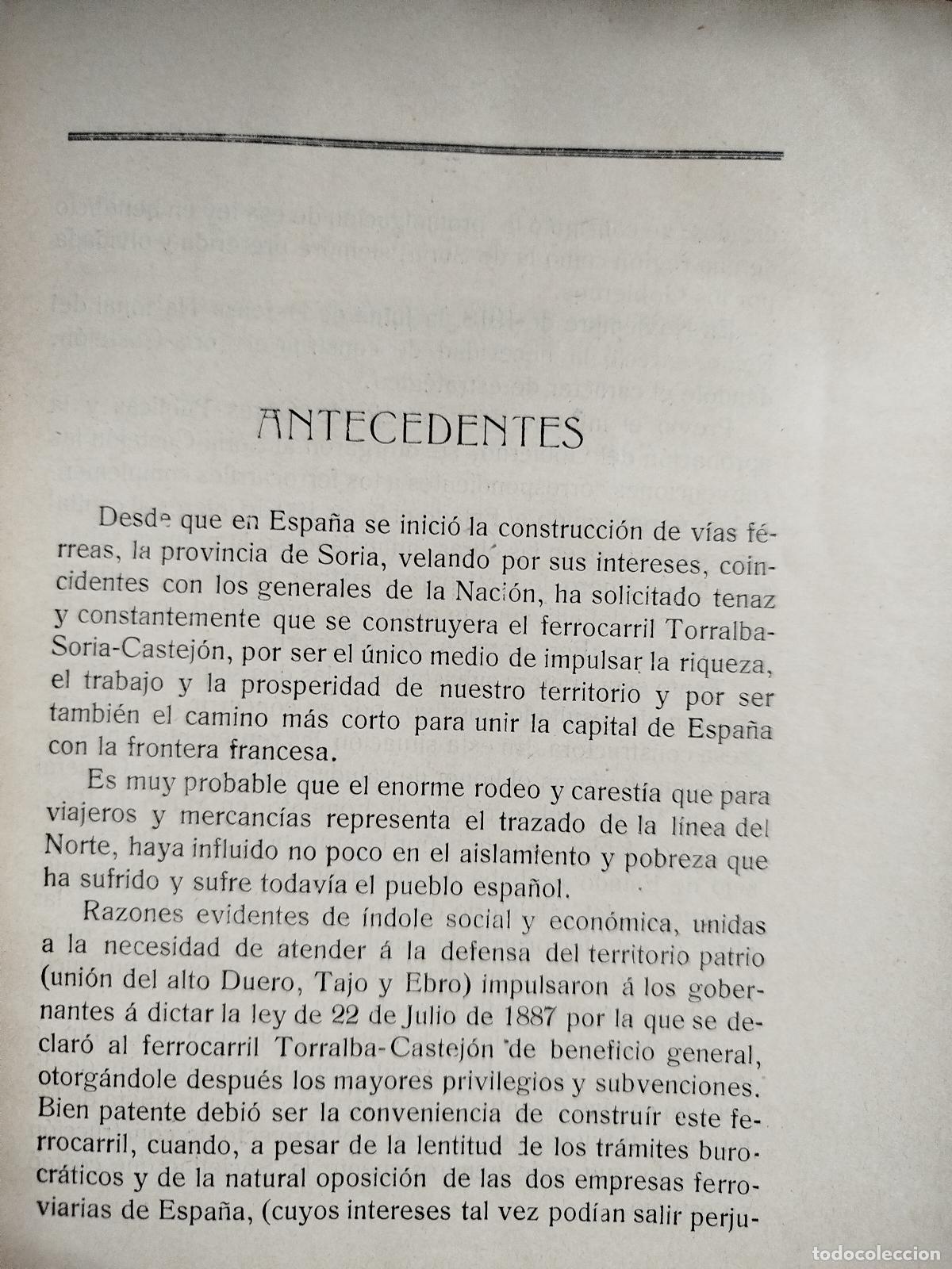 Documentos antiguos: Dictamen 1925 sobre el anteproyecto del Ferrocarril Soria Castej&oacute;n - Foto 2