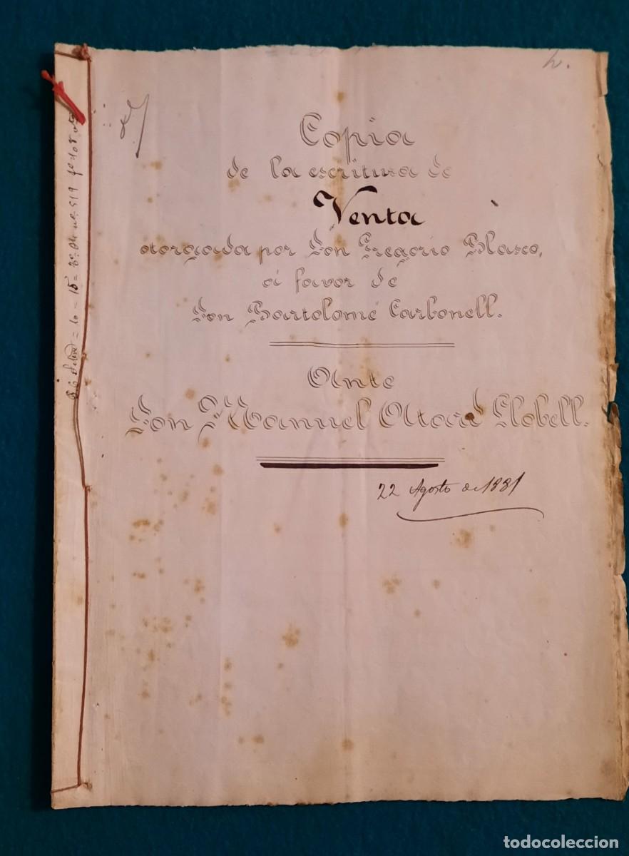 Documentos antiguos: Escritura notarial 1881 completamente manuscrita - Foto 1