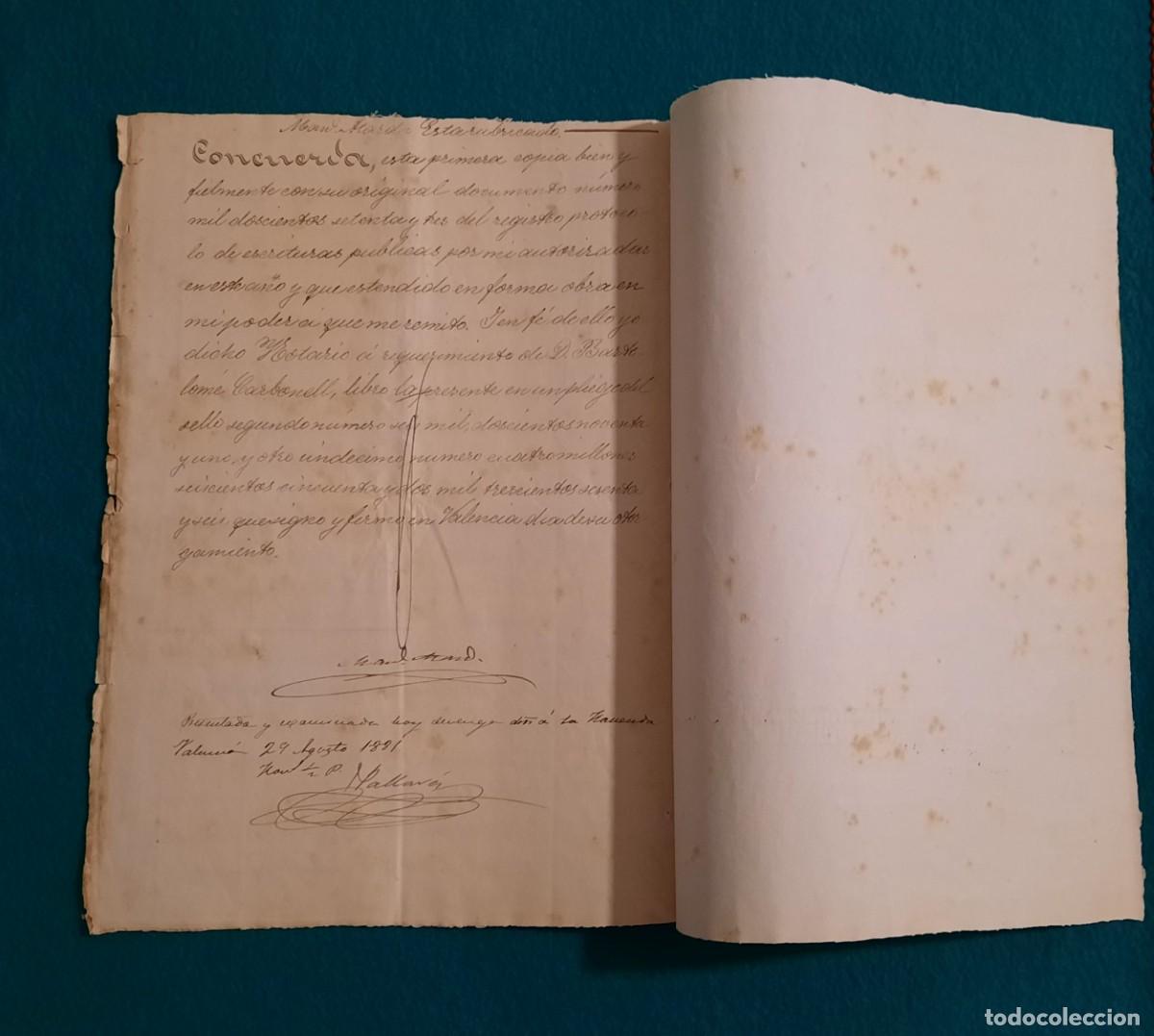 Documentos antiguos: Escritura notarial 1881 completamente manuscrita - Foto 4