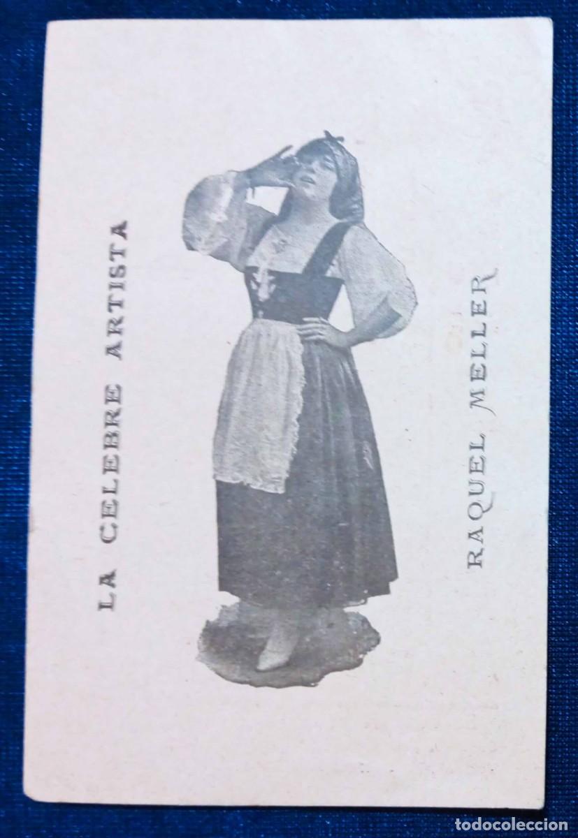 Old Documents: TARJETA CON LA C&Eacute;LEBRE ARTISTA RAQUEL MEYER. REGALO DE LA VICTORIA. MUEBLES. ARIBAU, 46. BCN, S/F.