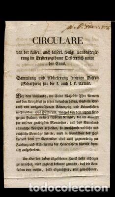 Documentos antiguos: Documento original Austria 1803 &ndash; Circular oficial previa a la batalla de Austerlitz - Foto 1