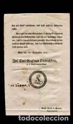 Documentos antiguos: Documento original Austria 1803 &ndash; Circular oficial previa a la batalla de Austerlitz - Foto 3