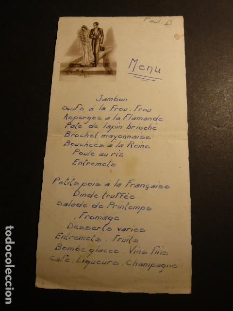Documentos antiguos: MENU CARTA MINUTA BODA - Foto 1