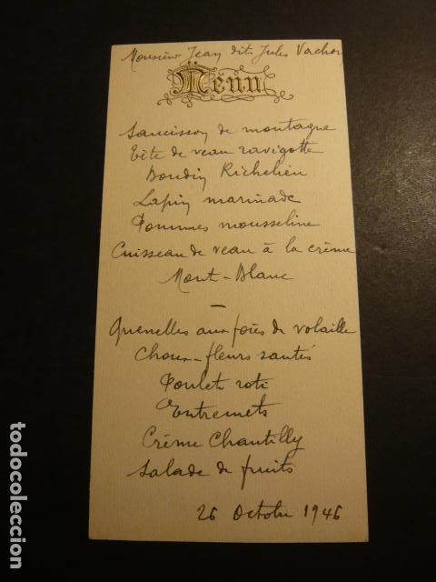 Documentos antiguos: MENU CARTA MINUTA EN RELIEVE - Foto 1