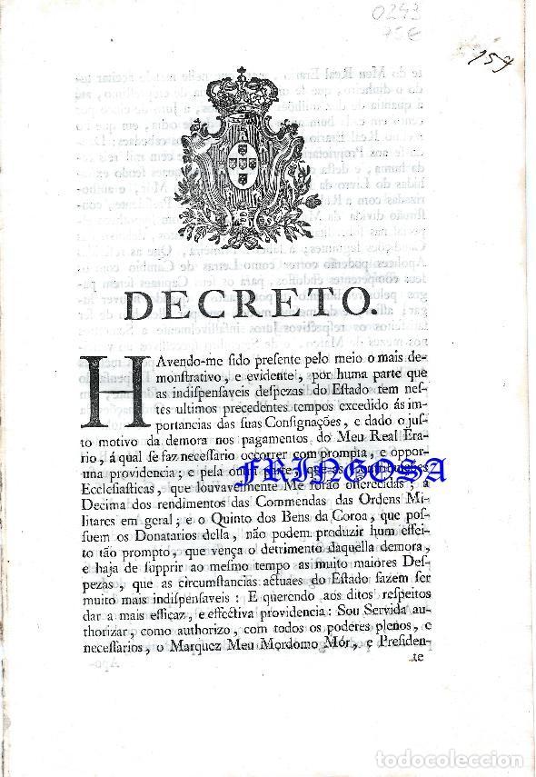 Documentos antiguos: DECRETO Havendo-me sido presente pelo meio o mais demonstrativo e evidente por huma parte que (1796)