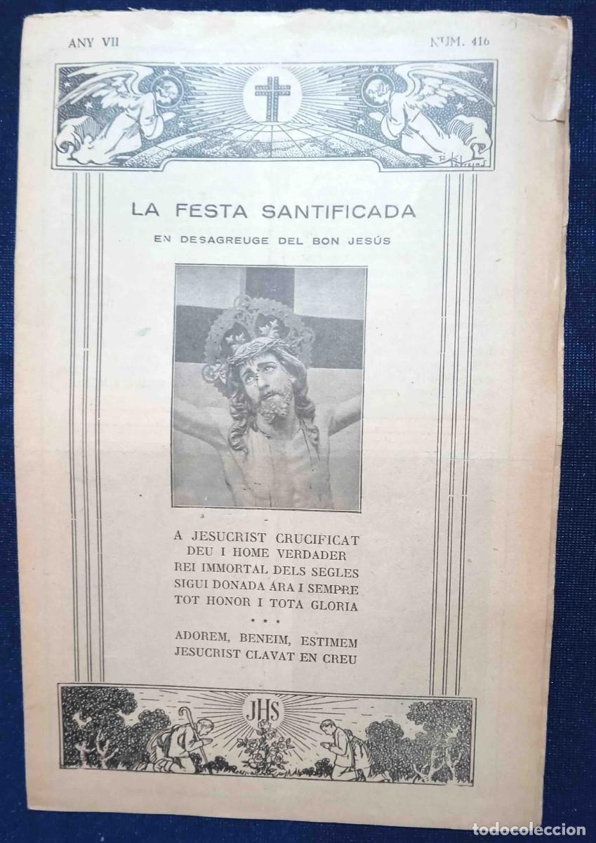 Documentos antiguos: LA FESTA SANTIFICADA EN DESAGREUGE DEL BON JES&Uacute;S. CRISTOS DE CATALU&Ntilde;A. ANY VII, NUM 416, 1930'S.