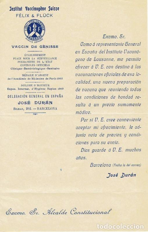 Documentos antiguos: FA1444. DOCUMENTOS. Circular sobre vacunas impresa en Barcelona - Foto 1