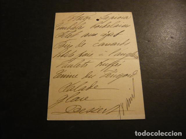 Documentos antiguos: ANTIGUO MENU MINUTA SIGLO XIX - Foto 2