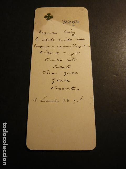 Documentos antiguos: ANTIGUO MENU MINUTA SIGLO XIX - Foto 1