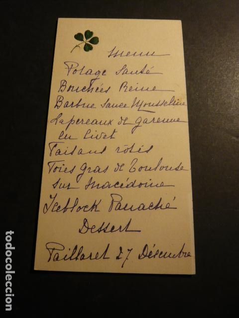 Documentos antiguos: ANTIGUO MENU MINUTA SIGLO XIX - Foto 1