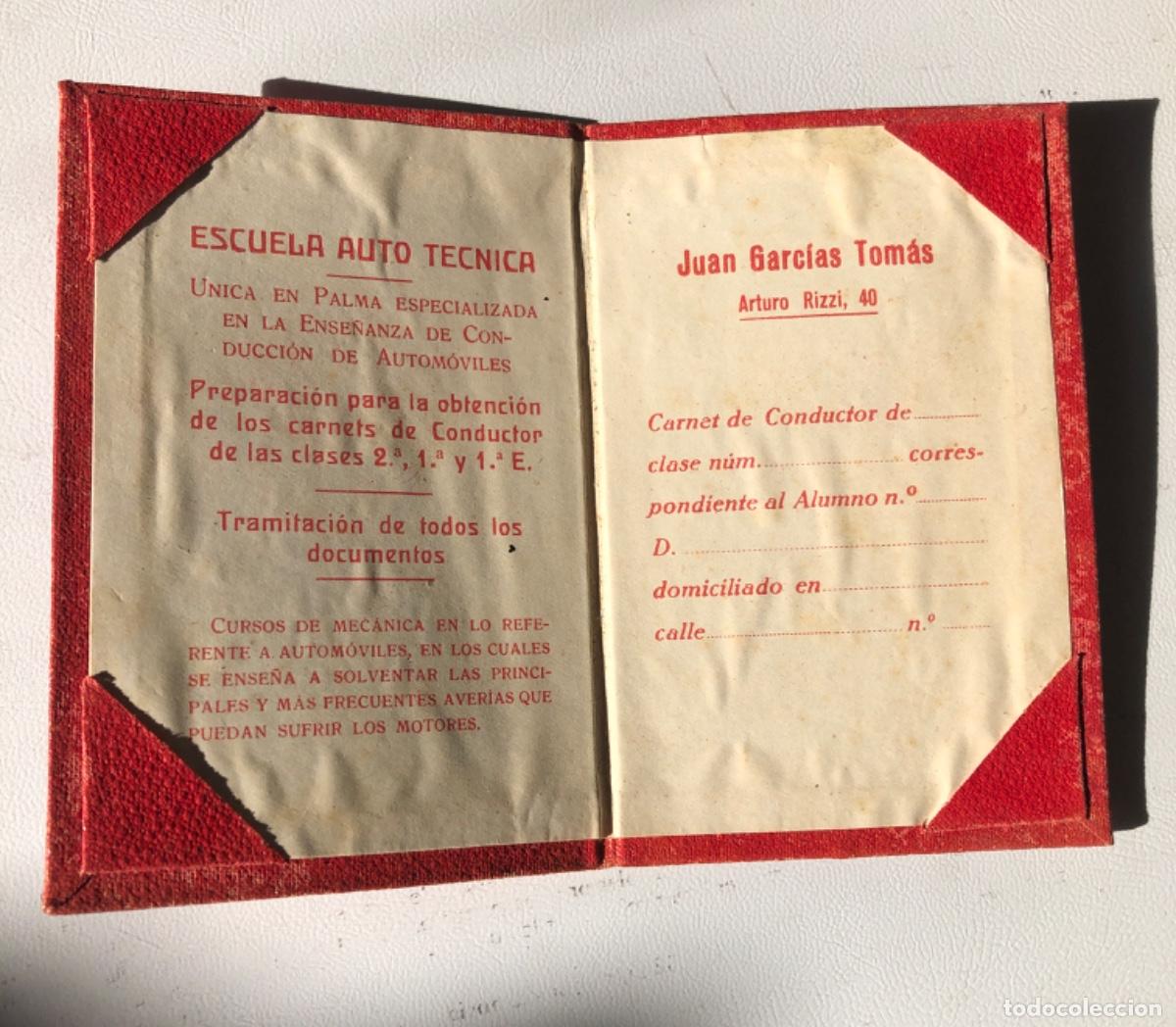 Documentos antiguos: ESCUELA AUTO T&Eacute;CNICA. CARNET DE CONDUCIR. Solo la funda - Foto 2
