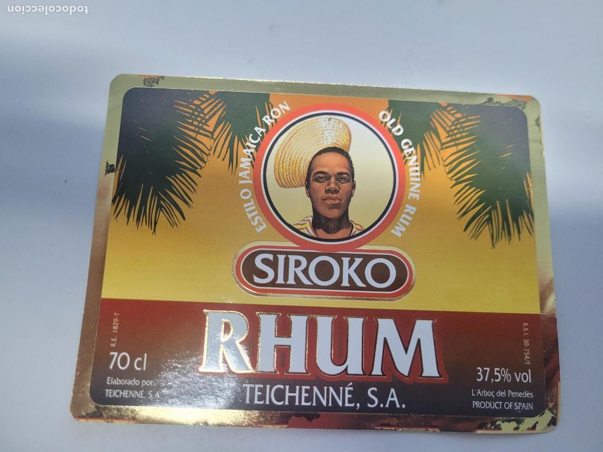 Documentos antiguos: etiqueta rhum siroko - Foto 1