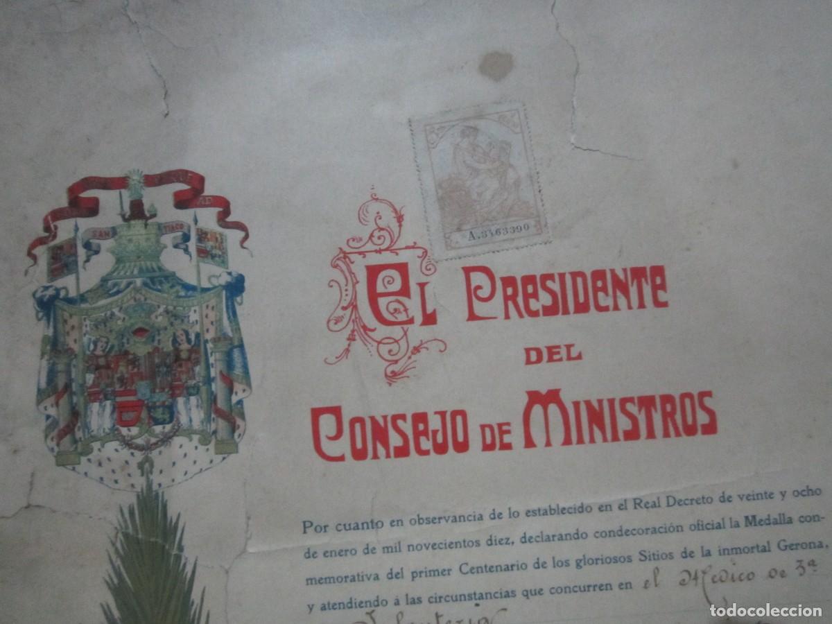 Documentos antiguos: CONCESION DE LA MEDALLA DE PLATA CENTENARIO DE LOS SITIOS DE GERONA, 1910 MA 2 - Foto 2