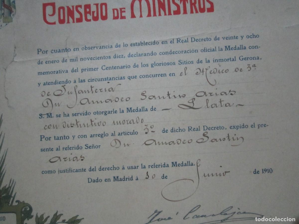Documentos antiguos: CONCESION DE LA MEDALLA DE PLATA CENTENARIO DE LOS SITIOS DE GERONA, 1910 MA 2 - Foto 5