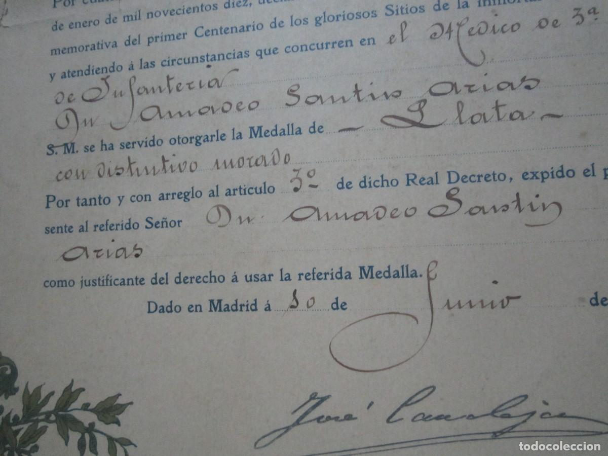 Documentos antiguos: CONCESION DE LA MEDALLA DE PLATA CENTENARIO DE LOS SITIOS DE GERONA, 1910 MA 2 - Foto 6