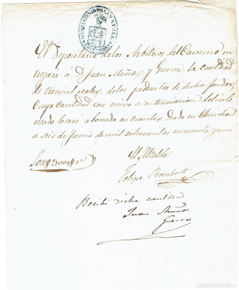 Documentos antiguos: FA7925. DOCUMENTOS. Texto con cu&ntilde;o oficial del Ayuntamiento de Chinchon - Foto 1