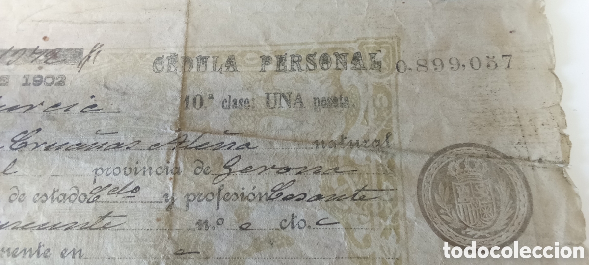 Documentos antiguos: Celula personal espa&ntilde;ola de 1902 - Foto 2