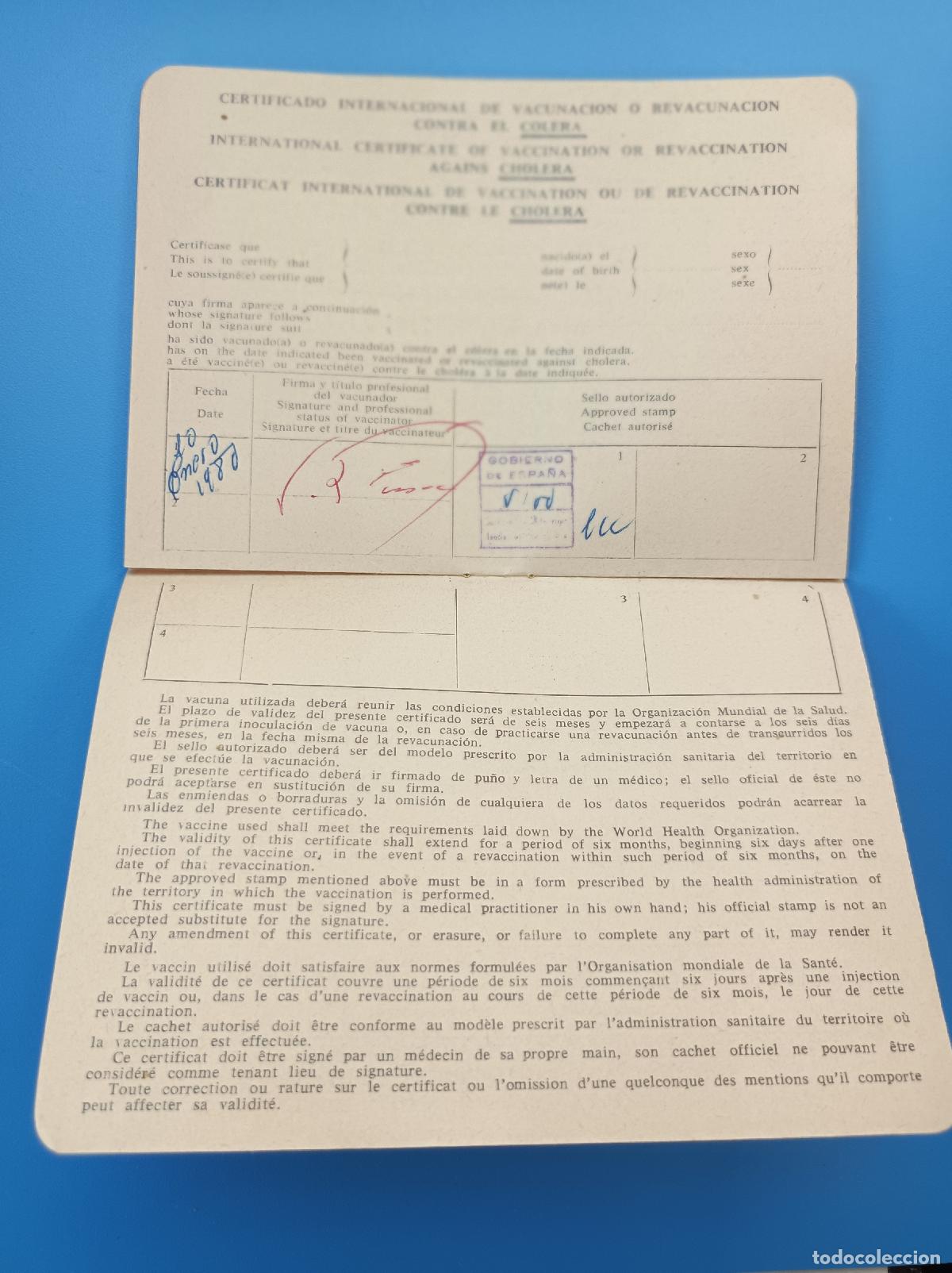 Documentos antiguos: CERTIFICADOS INTERNACIONALES DE VACUNACI&Oacute;N 1979 - Foto 9