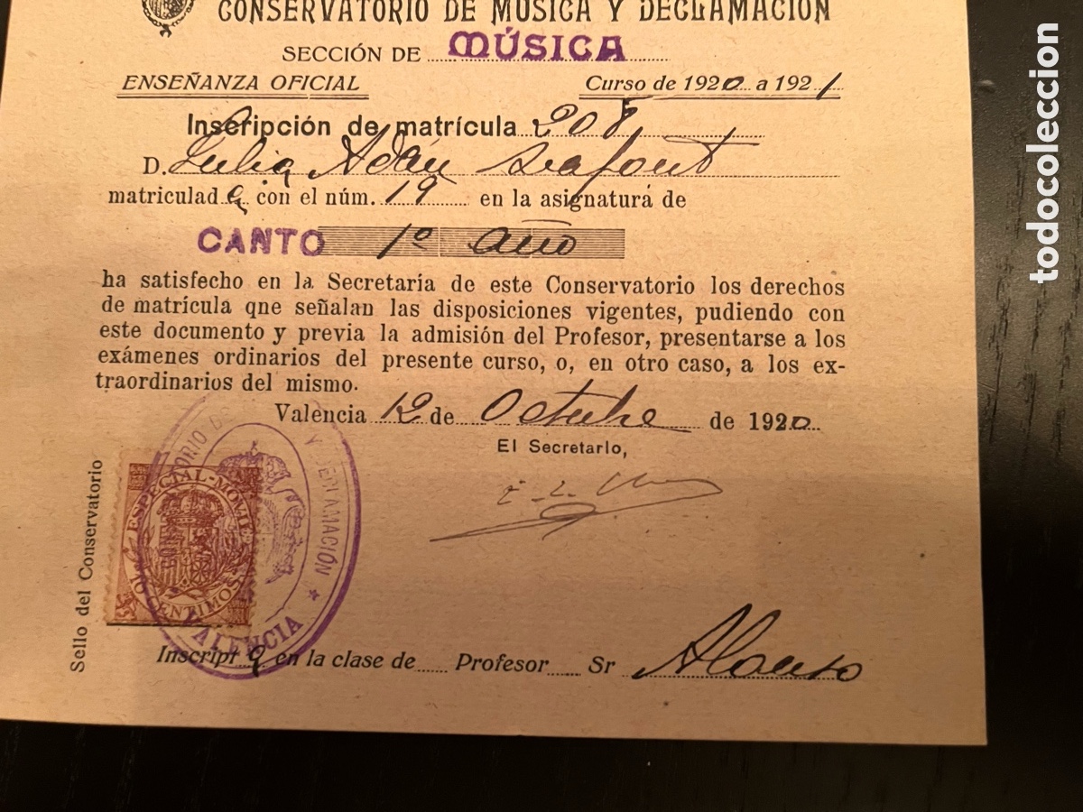 Documentos antiguos: Conservatorio de m&uacute;sica de Bach. A&ntilde;os 20 - Foto 3