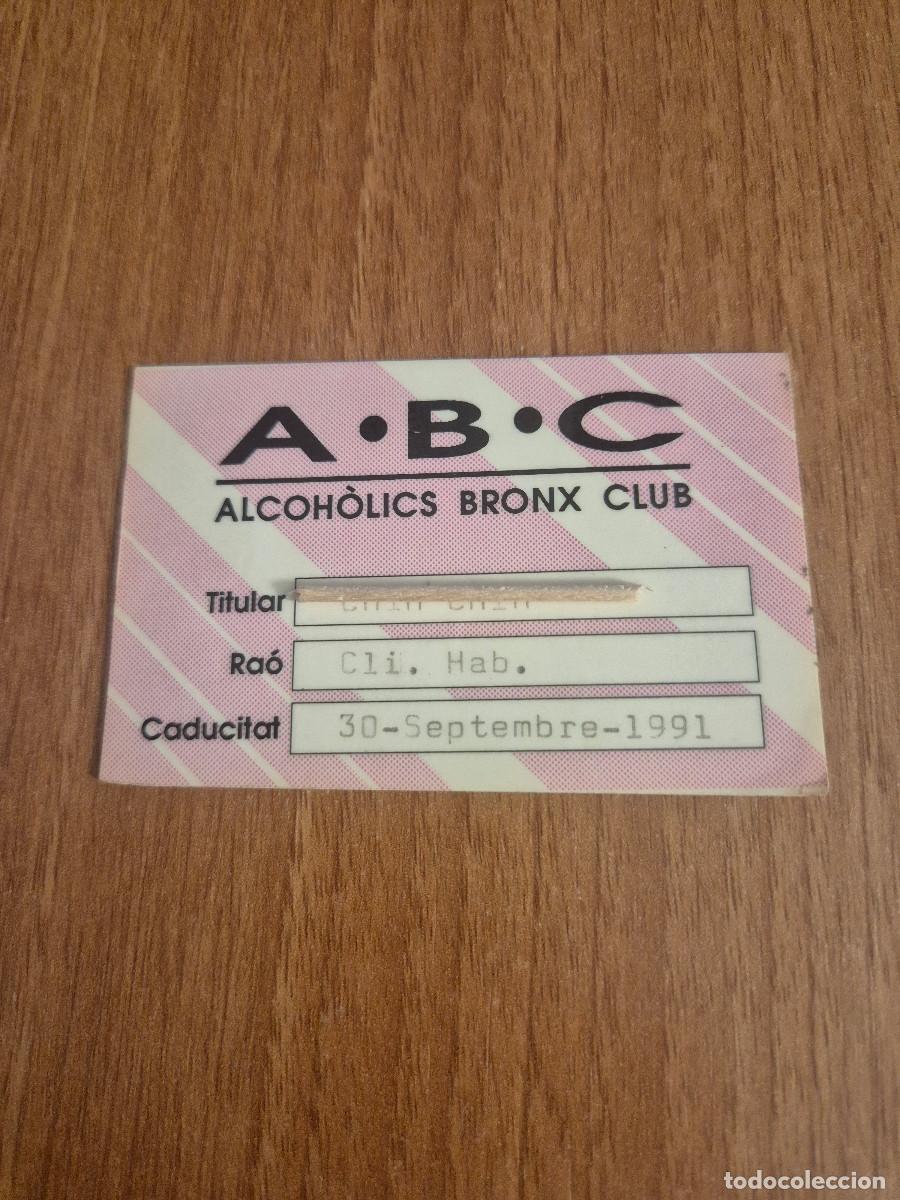 Documentos antiguos: CARNET ALCOHOLICS BRONX CLUB. - Foto 1