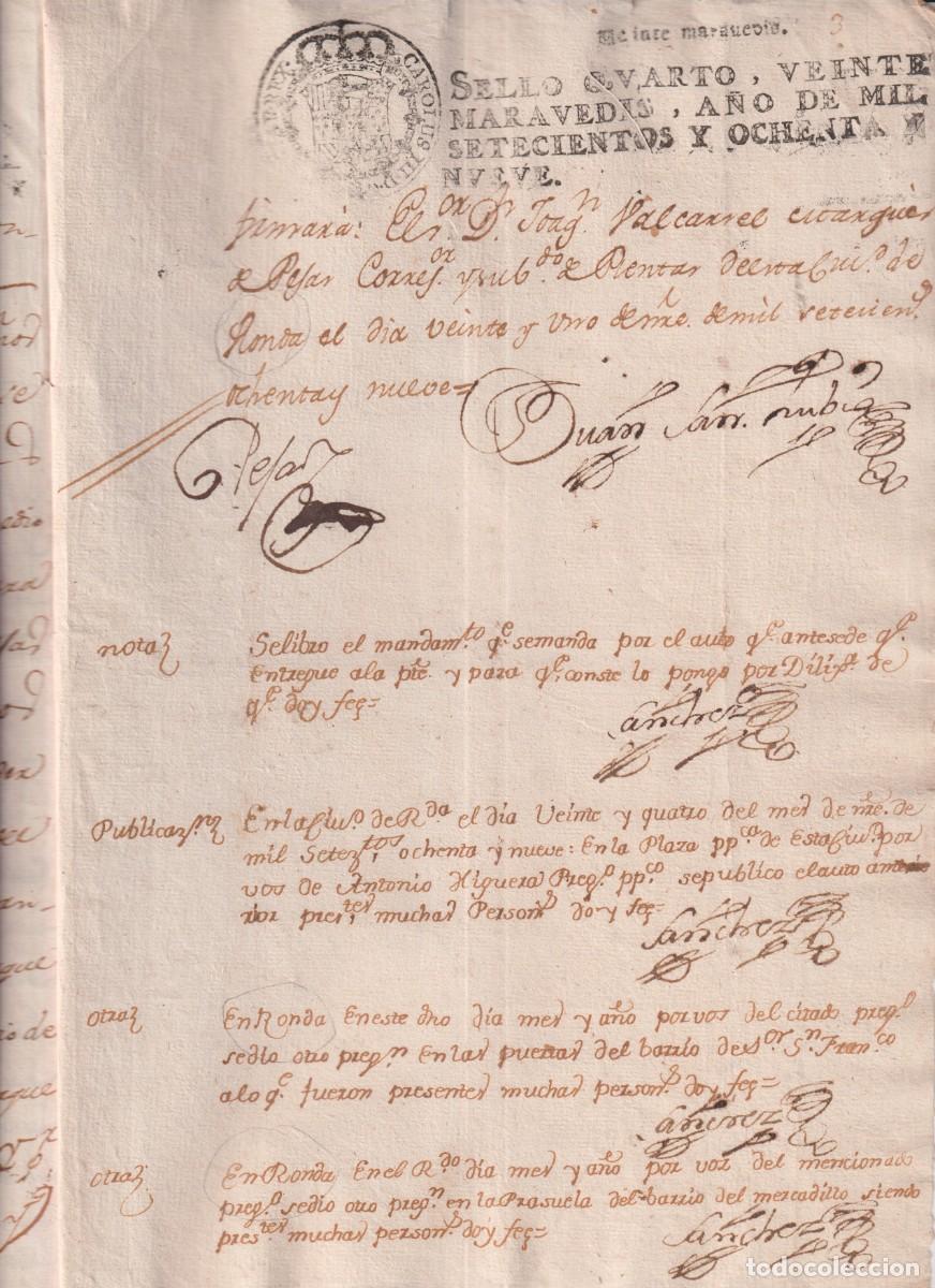 Documentos antiguos: Documento firmado en Ronda M&aacute;laga en el a&ntilde;o 1689 - Foto 2