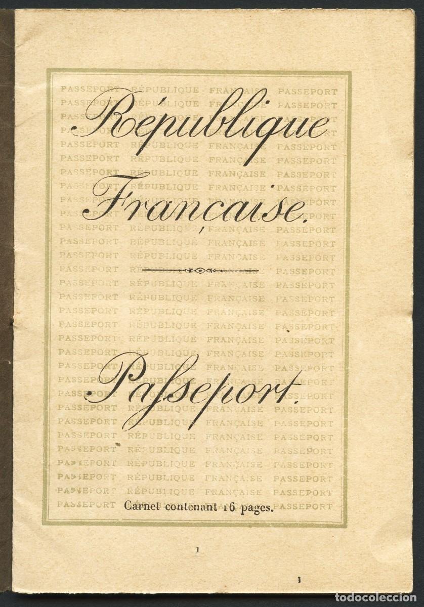 Documentos antiguos: DOCUMENTO, PASAPORTE REP&Uacute;BLICA FRANCESA, BARCELONA, 1915 - Foto 1