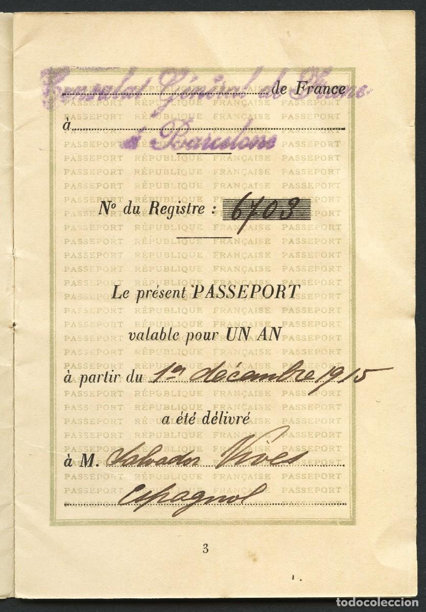 Documentos antiguos: DOCUMENTO, PASAPORTE REP&Uacute;BLICA FRANCESA, BARCELONA, 1915 - Foto 2