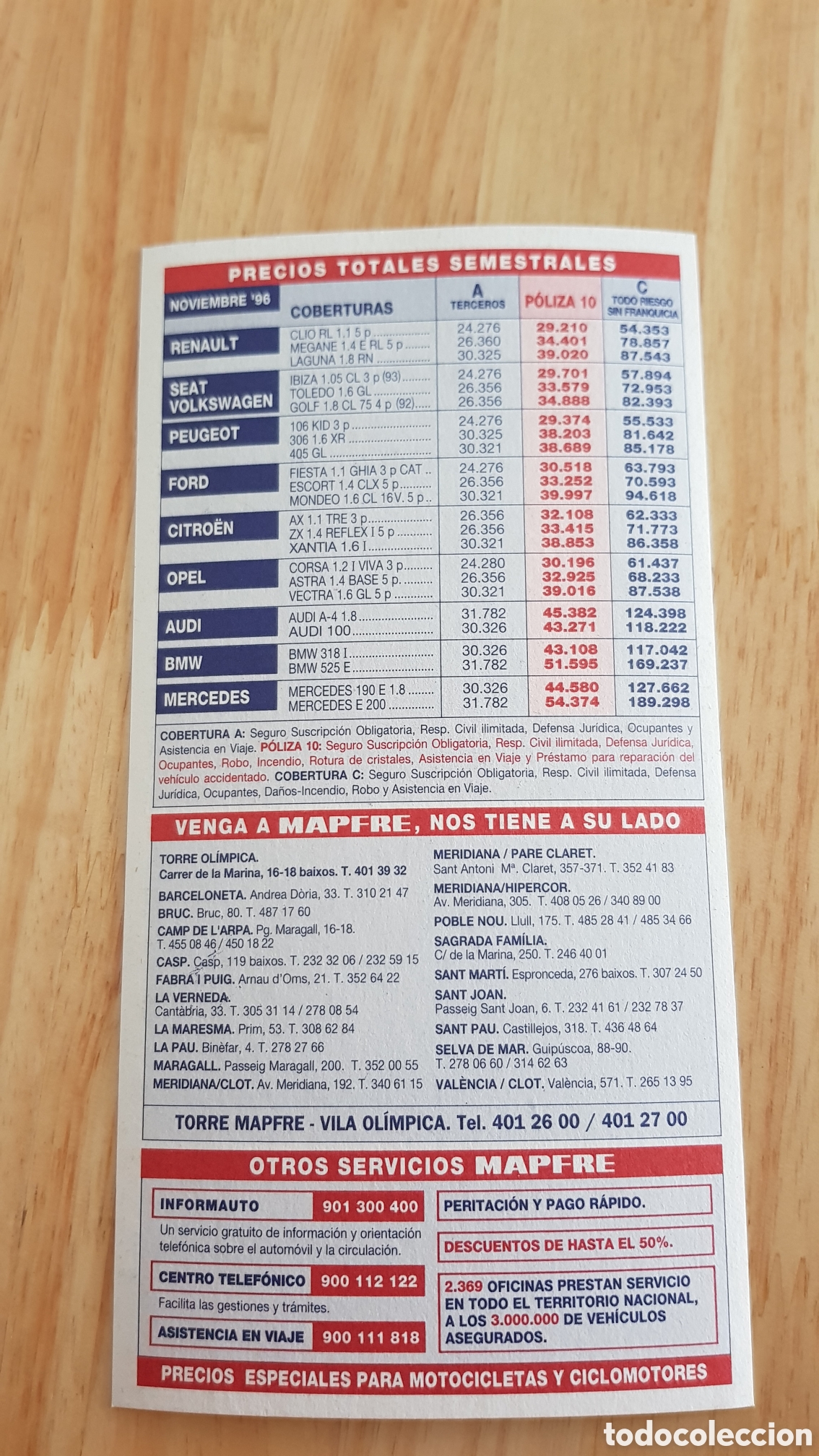Documentos antiguos: Folleto seguros Mapfre - Foto 2
