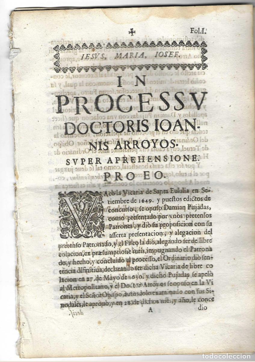 Documentos antiguos: In processu Doctoris Ioannis Arroyos. Teruel. - Foto 1
