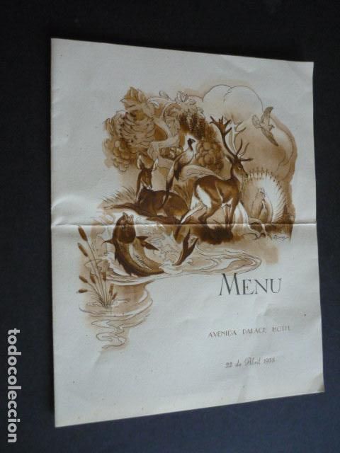 Documentos antiguos: MENU AVENIDA PALACE HOTEL LISBOA 1955 - Foto 1