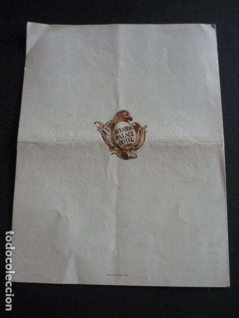 Documentos antiguos: MENU AVENIDA PALACE HOTEL LISBOA 1961 - Foto 3